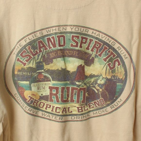 Newport Blue Shirt Mens XL Tan Island Spirits Tropical Blend Rum Tee - Picture 5 of 5